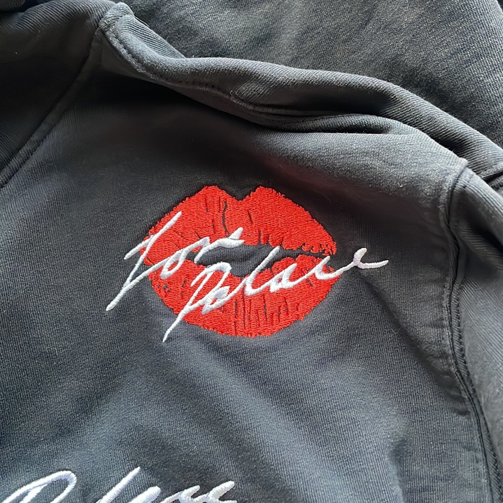 Black Graphic Hoodie with Angel and Lip Designs - Picture 4 of 8